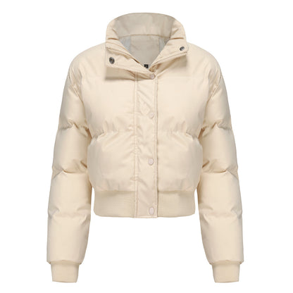 Warm Short Coat With Long Sleeve And High Collar