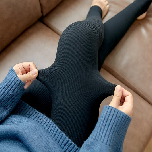 High Waist Stripes Leggings for Winter. Stretch Woman Pants
