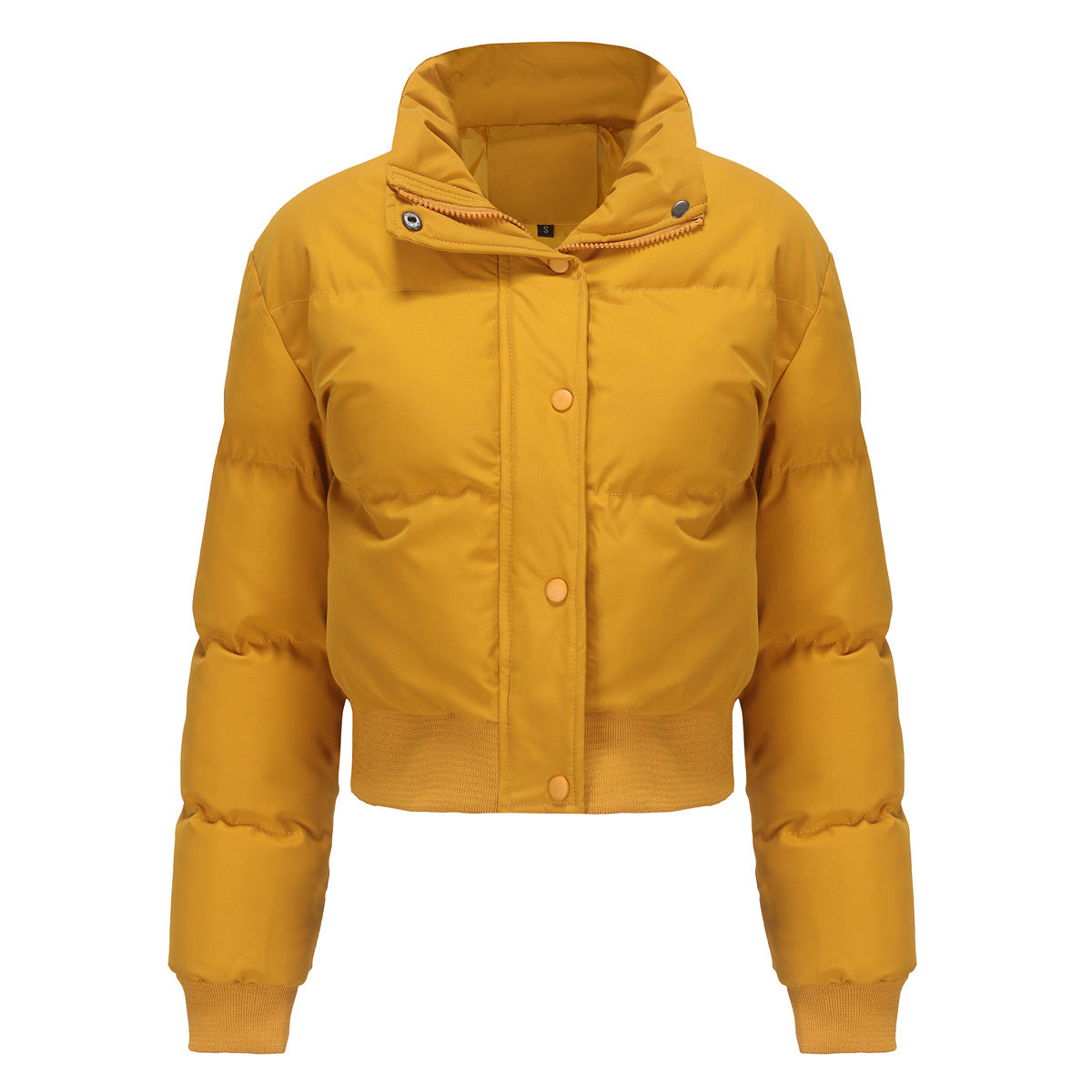 Warm Short Coat With Long Sleeve And High Collar