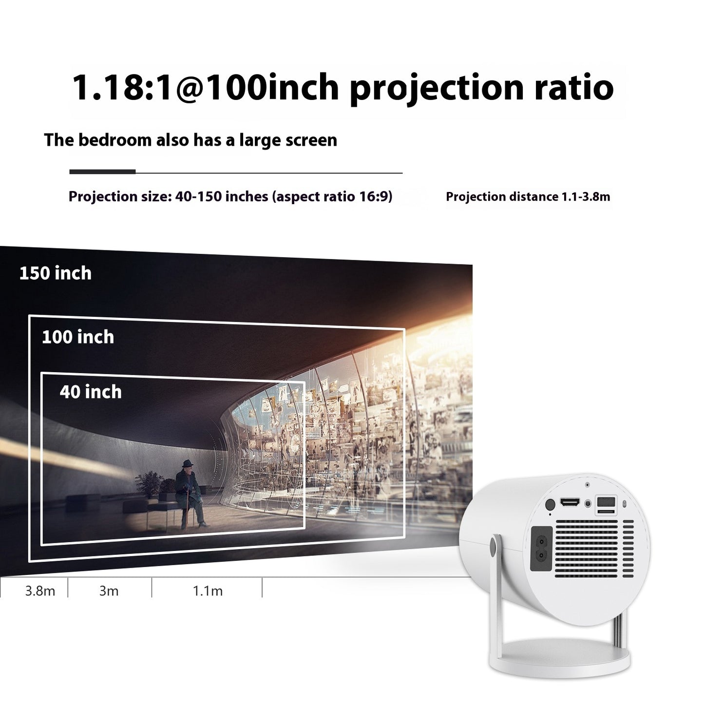 Portable Video Projector For Home With 180º Projection Angle