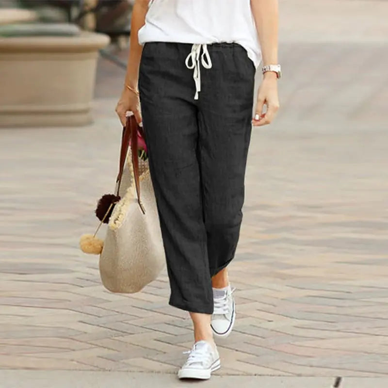 Drawstring Elastic Waist Pants - A Trust Market